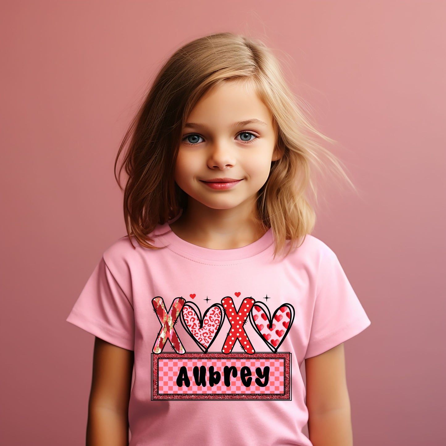Kids Custom XOXO Valentines Name Top