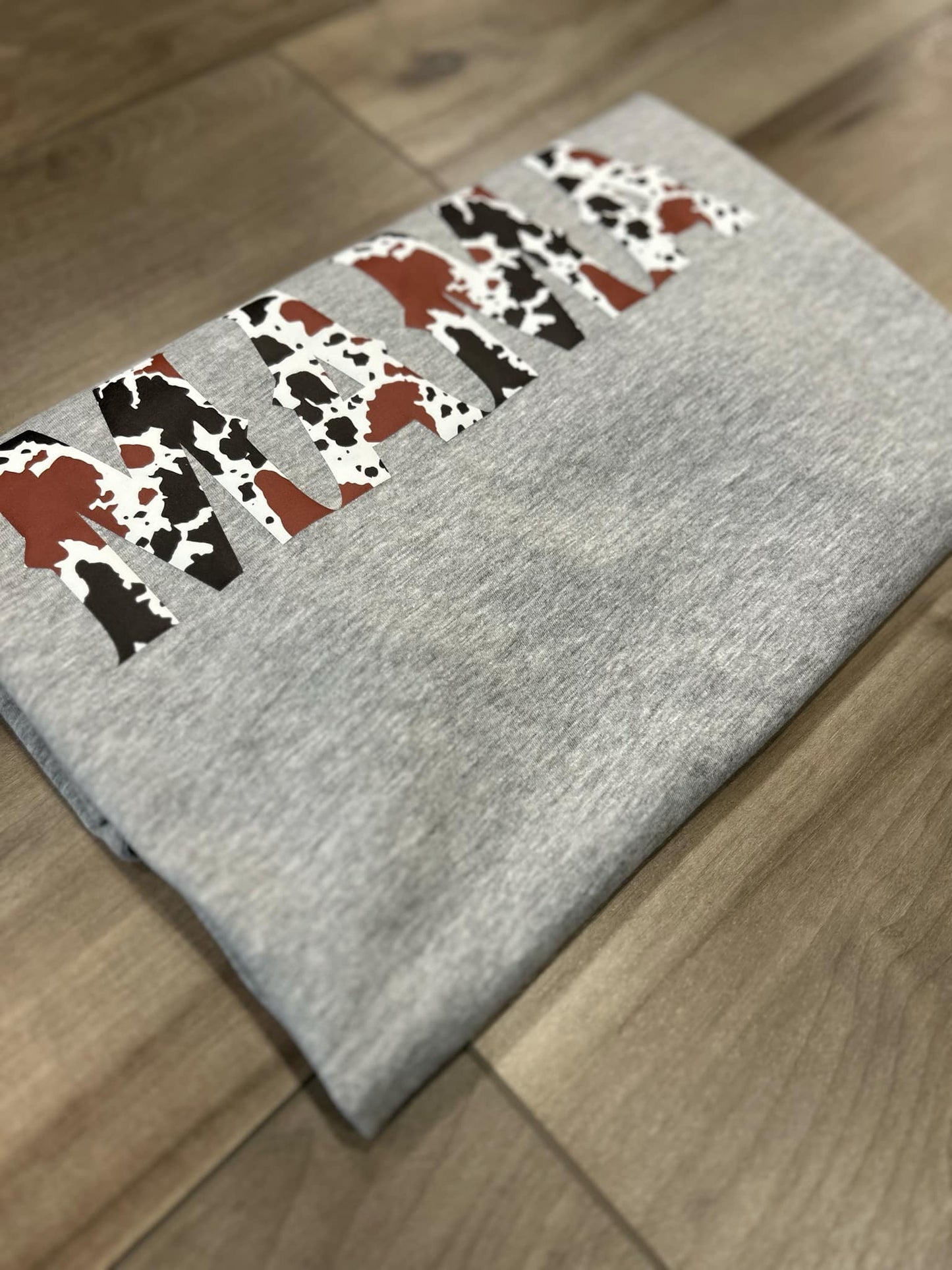 Cow Print Mama Puff Printed with Kids Names Top