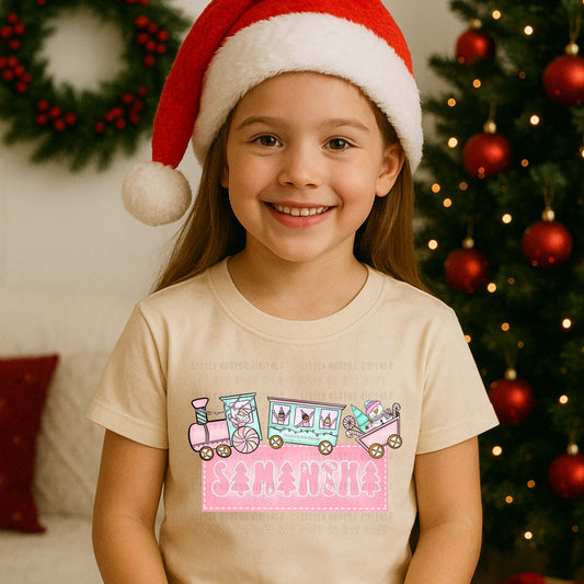 WS Completed Kid Top Christmas Train Girly Name