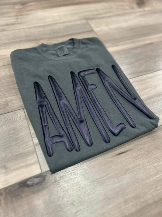 Amen in Metallic Black Puff Print Top