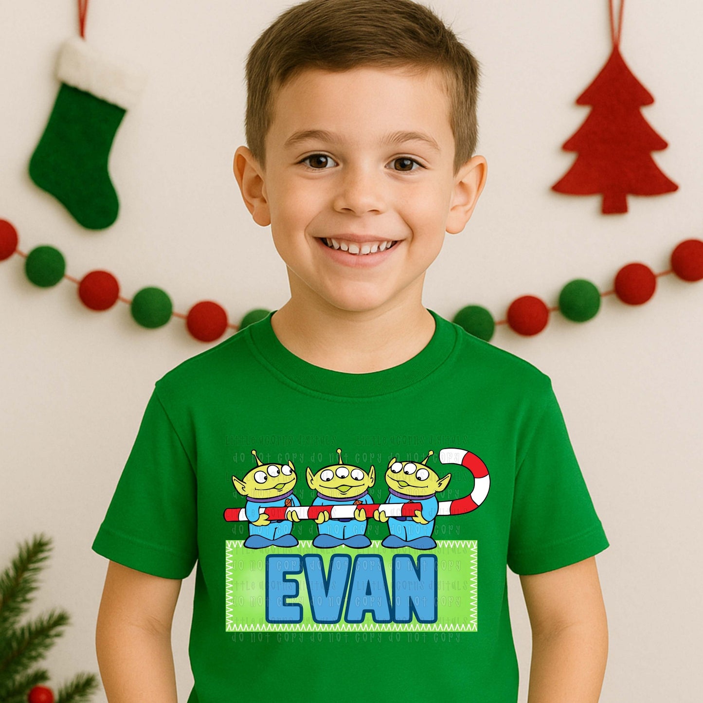 Christmas Alien Name Kids Top