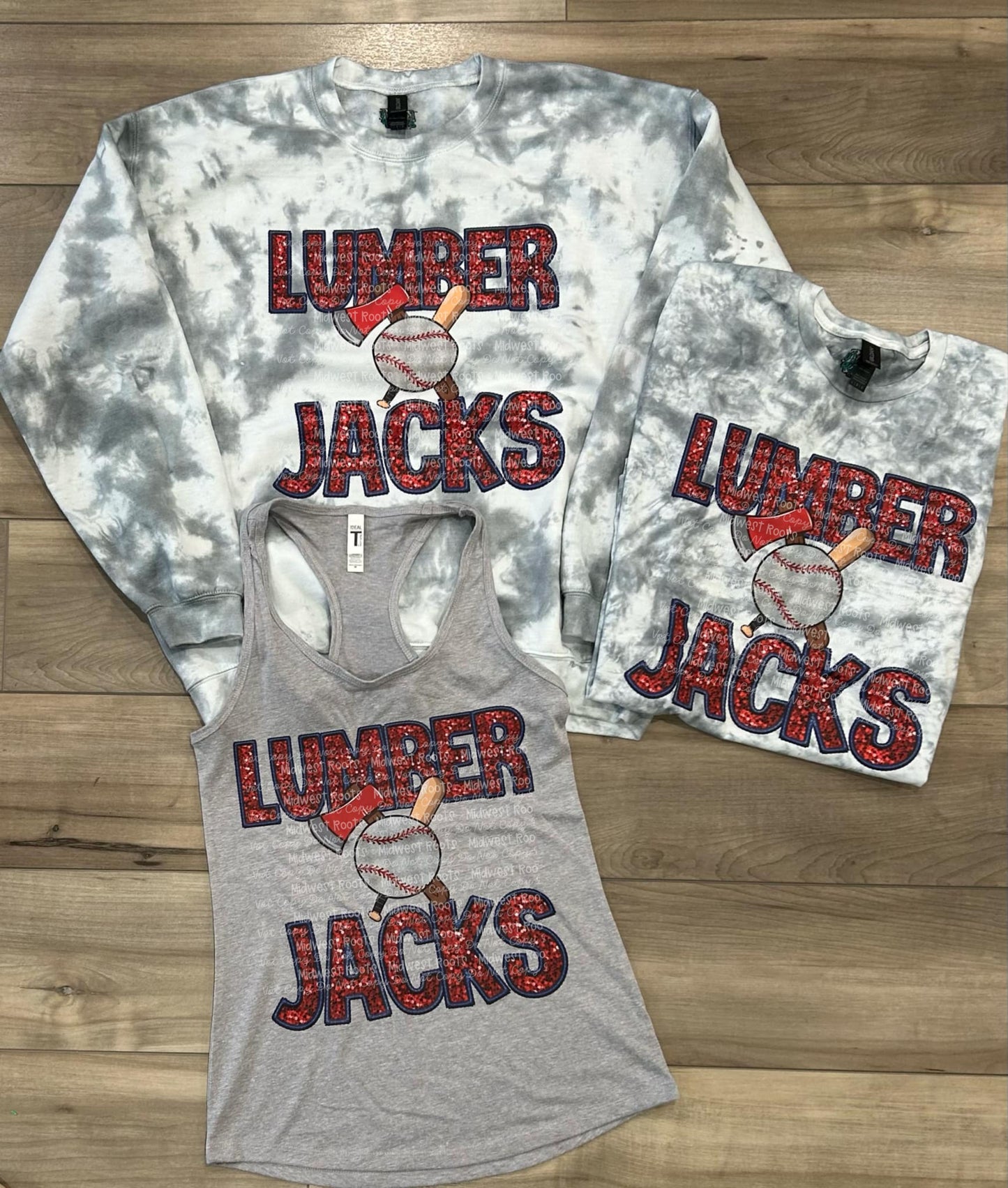 Lumberjacks Baseball Faux Glitter Top