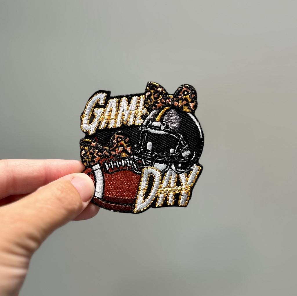 Football Helmet with Bow Game Day Hat Patch