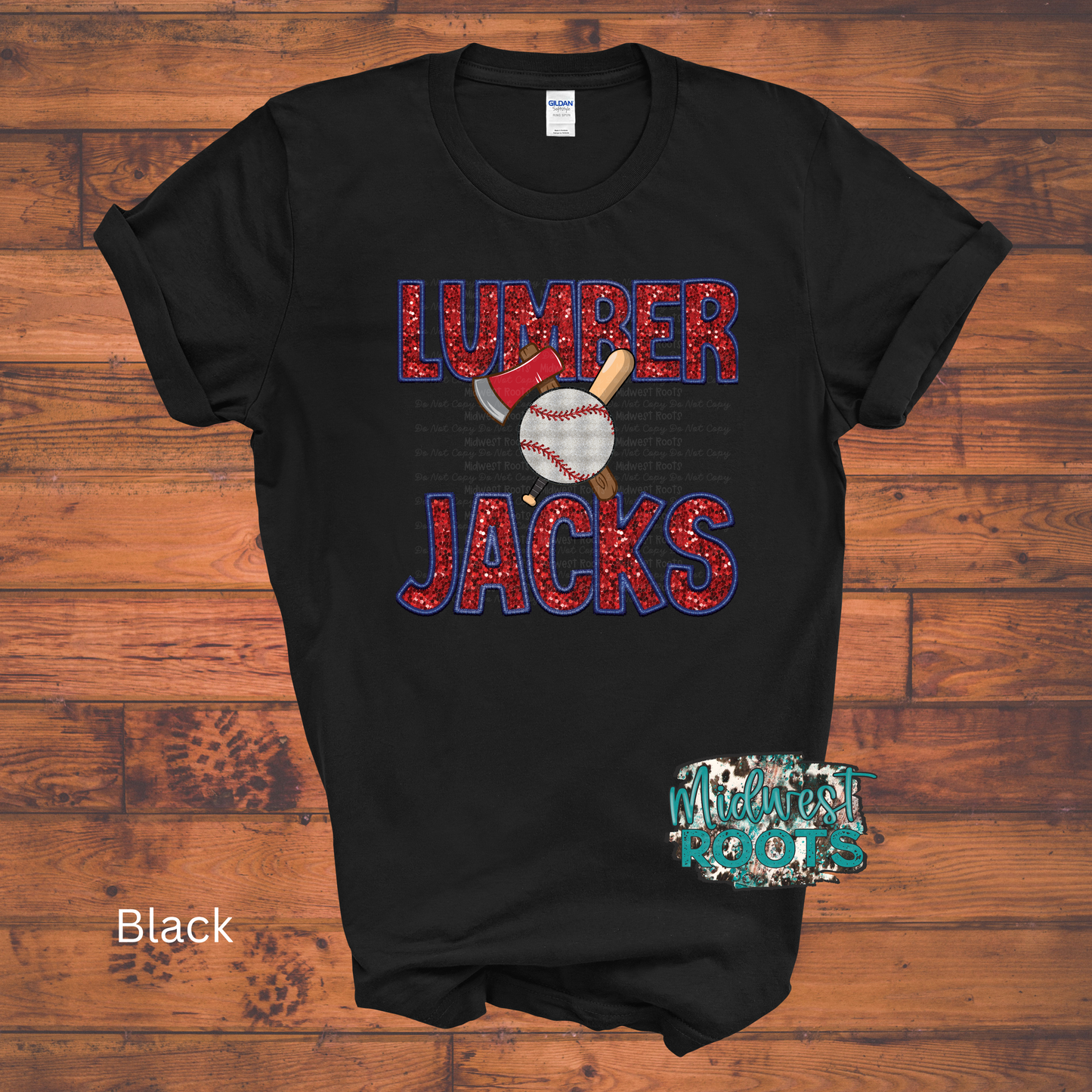 Lumberjacks Baseball Faux Glitter Top
