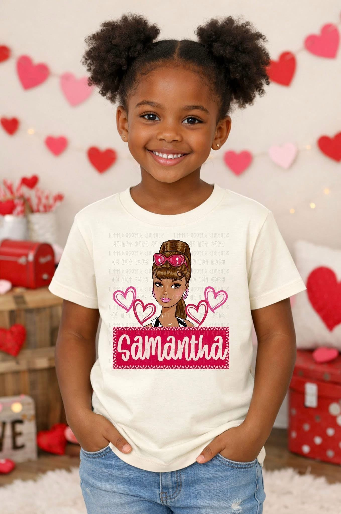 Valentines B@rbie Name Kids Top