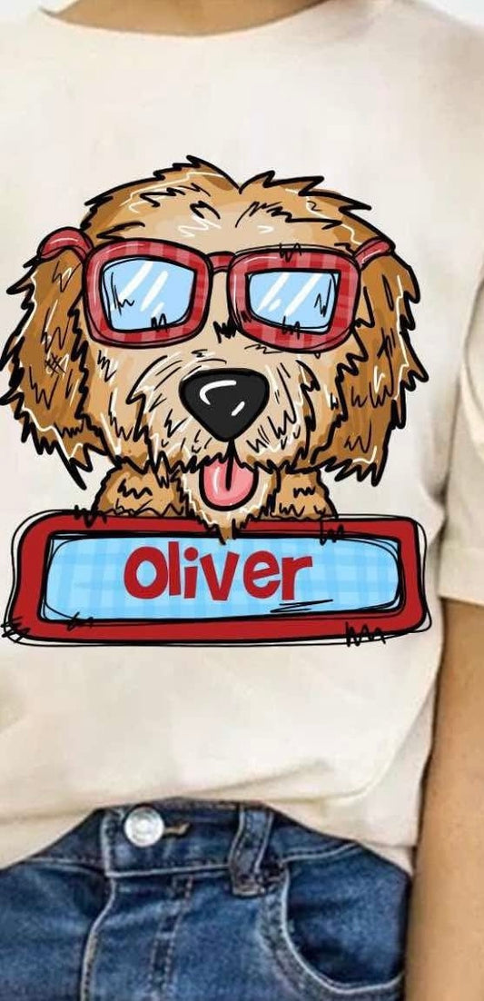 WS Completed Kids Custom Boy Dog Valentines Name Top