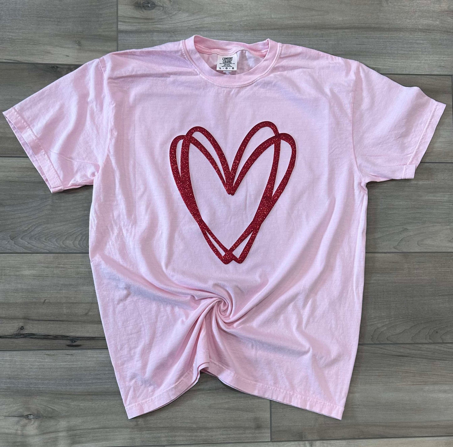 Glitter Heart Puff Printed Top