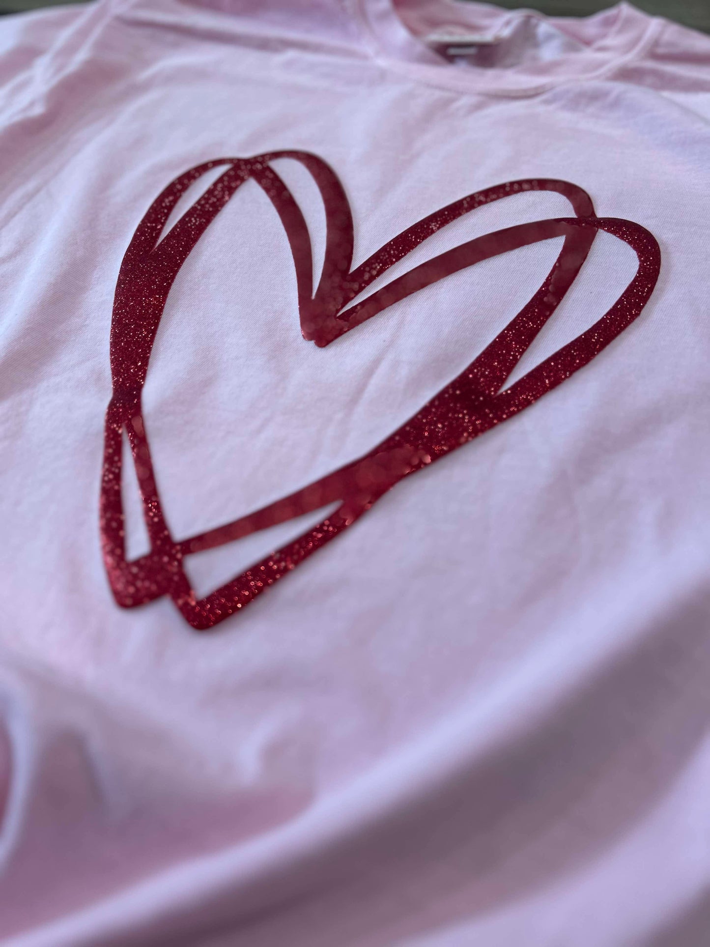 Glitter Heart Puff Printed Top
