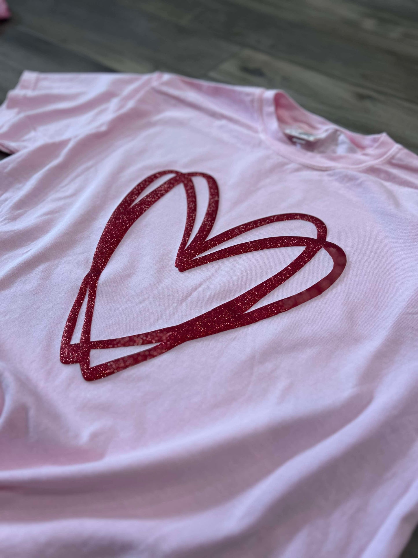 Glitter Heart Puff Printed Top