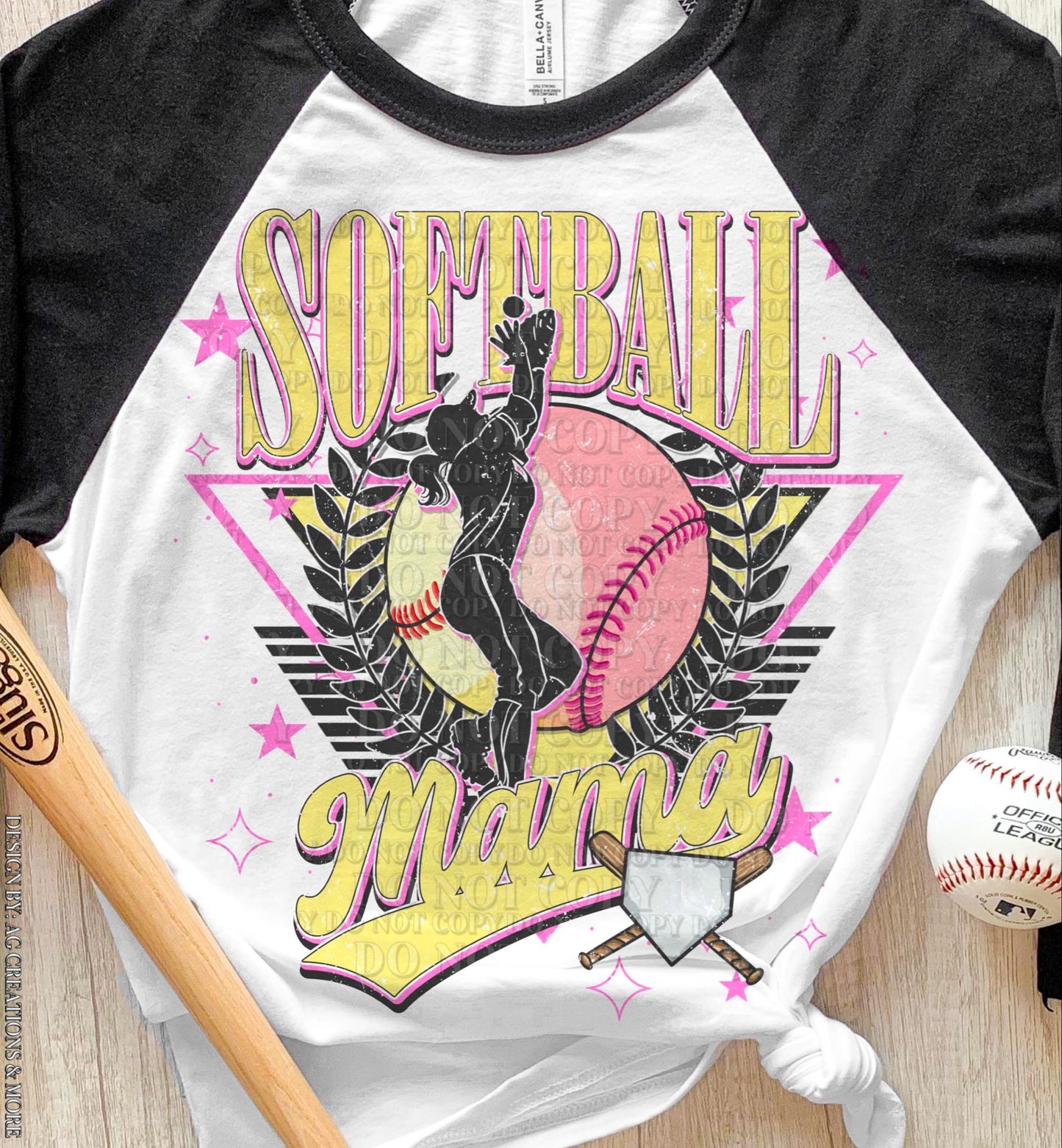 Retro Softball Mama Sub Print
