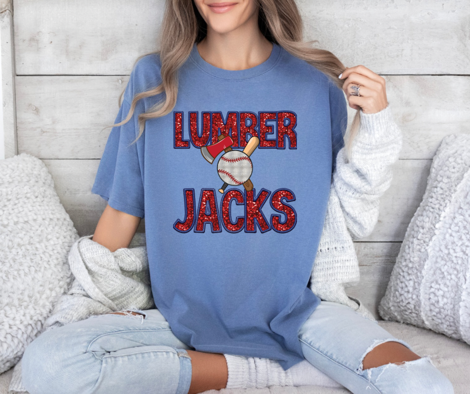 Lumberjacks Baseball Faux Glitter Top