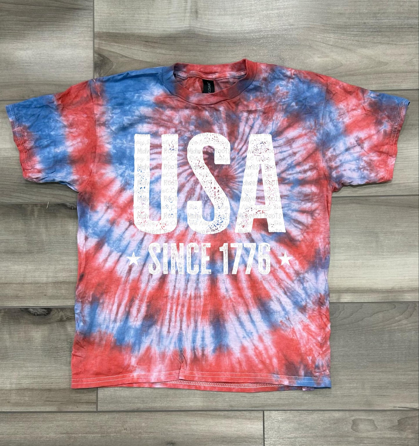 Kids USA 1776 Tie Dye Top in Red White and Blue