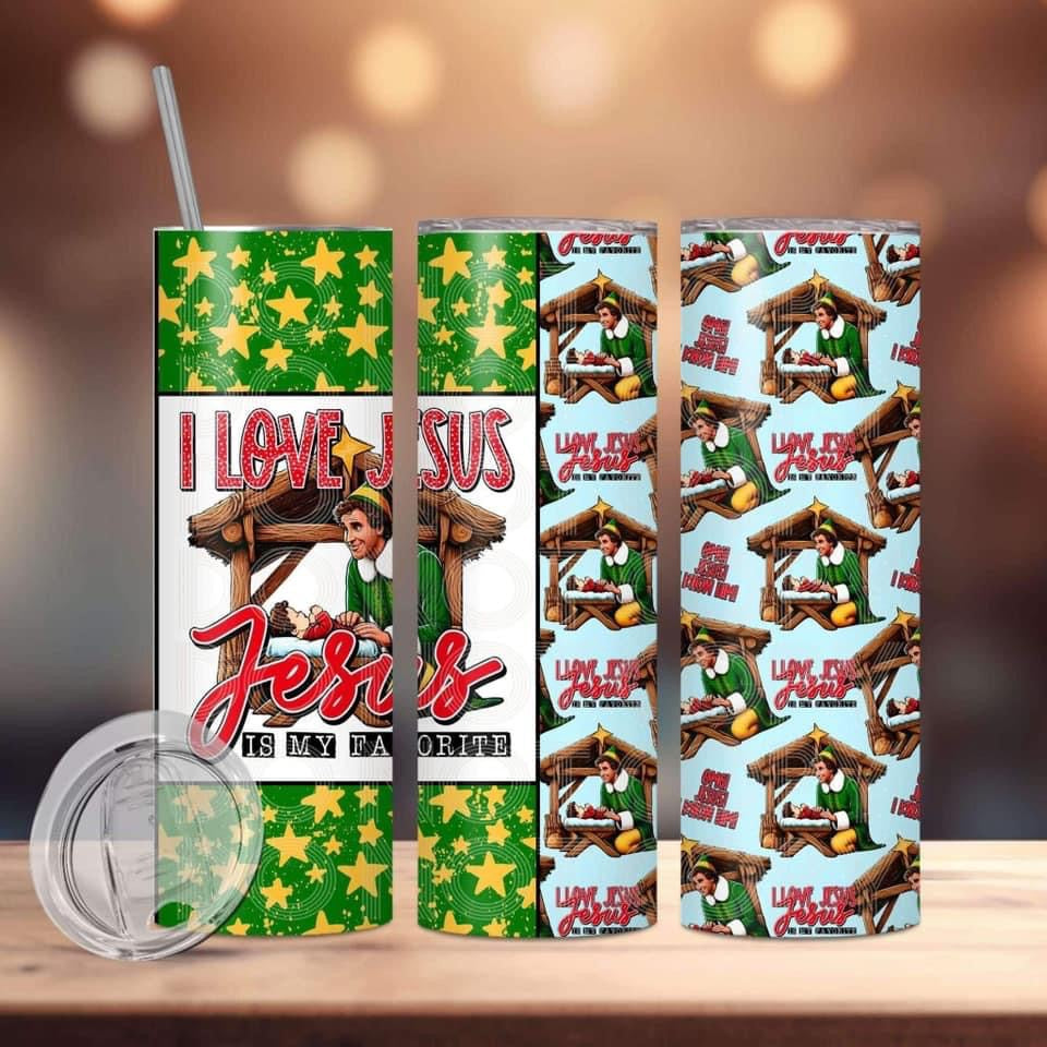 I Love Jesus - Elf Tumbler Sublimation Print