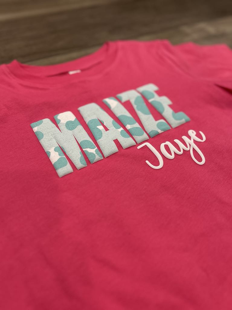 Custom Name Teal Leopard Printed Puff Print
