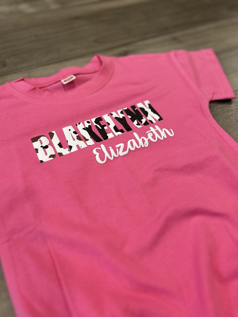 Custom Name Cow Print Printed Puff Print