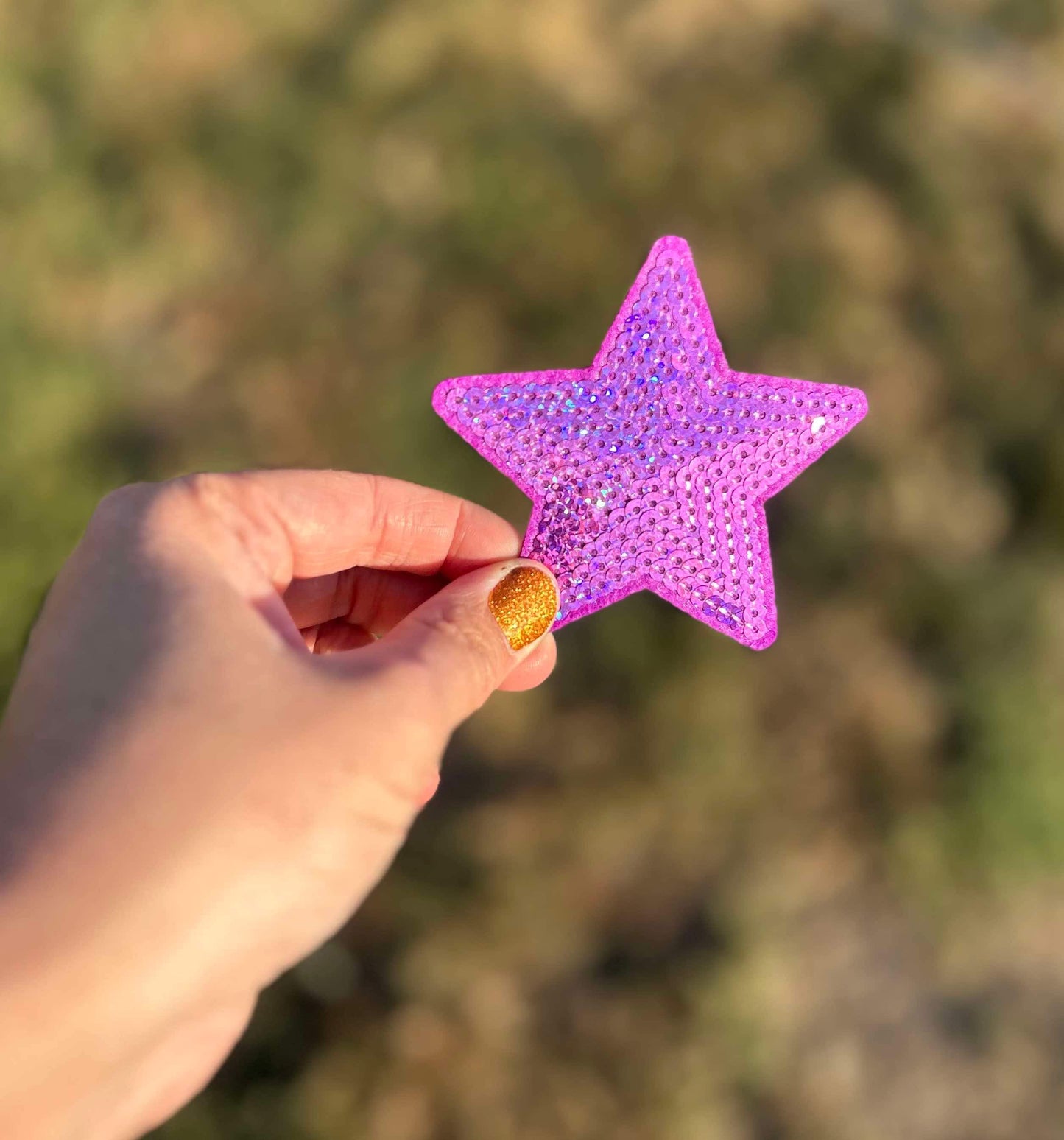 Purple Sequin Star Hat Patch