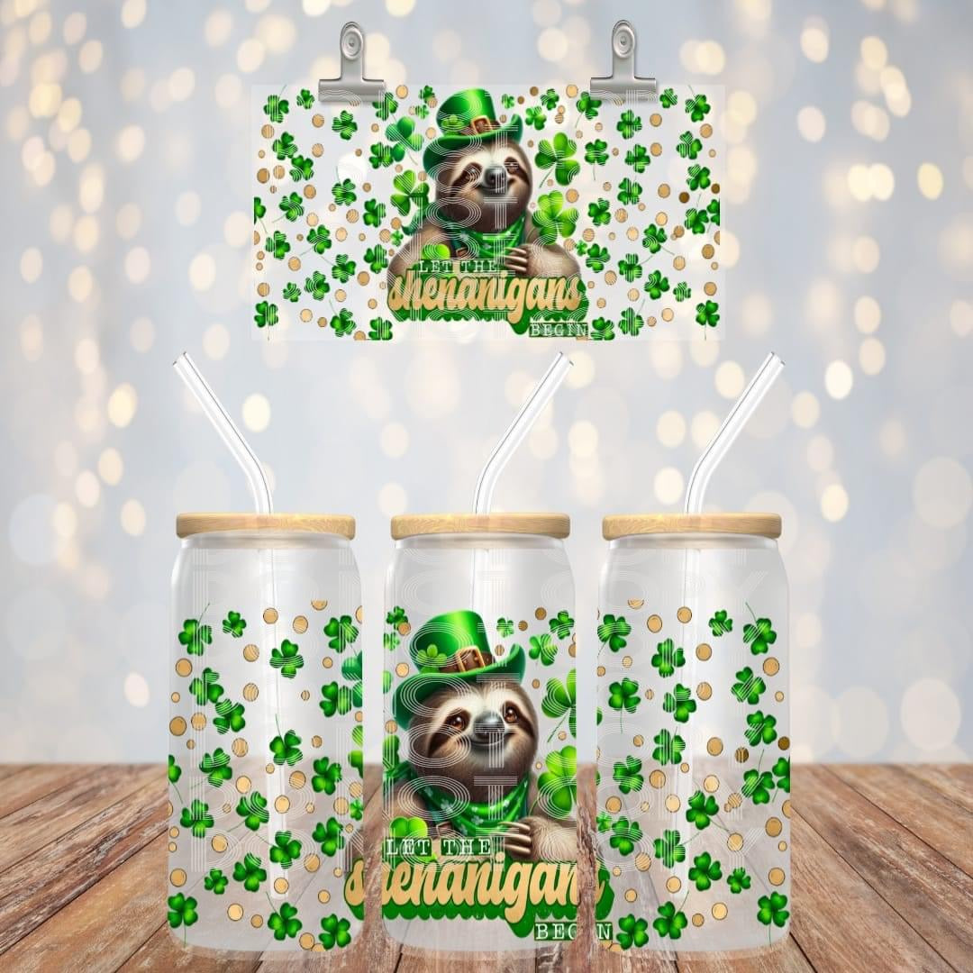 Let The Shenanigans Begin 16oz Glass Can with Bamboo Lid