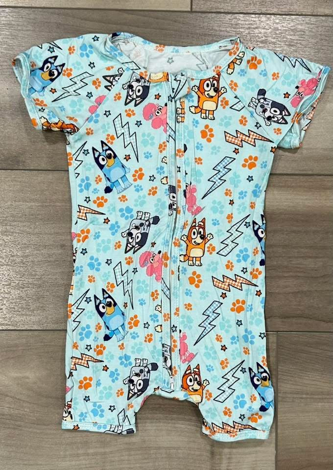 RTS Blue Dog Lightening Bolt Shortie Bamboo
