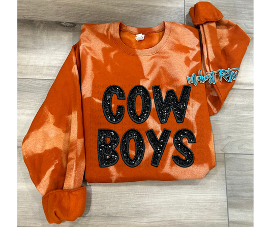 WS Completed Cowboys Bleached Sweatshirt in Texas Orange