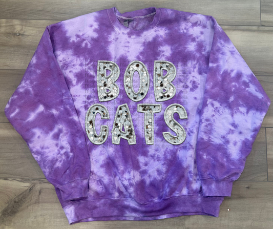 WS Completed Bobcats Tie Dye Sweatshirt in Purple
