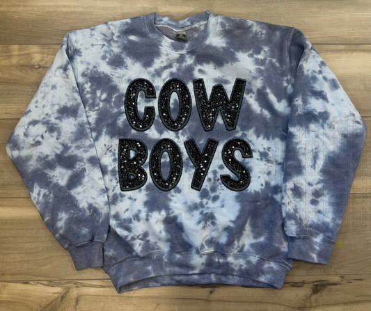 WS Completed Cowboys Tie Dye Sweatshirt in Navy