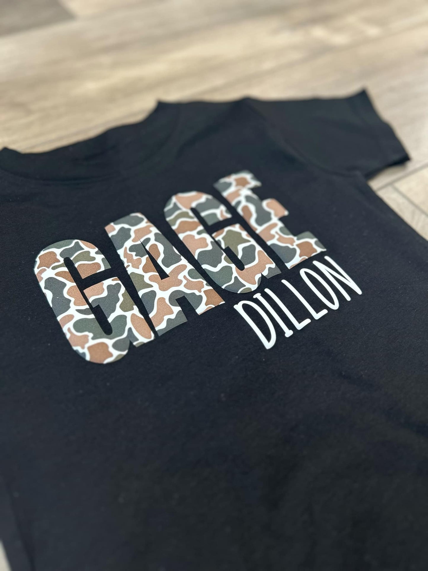Kids Camo Name Puff Printed Top