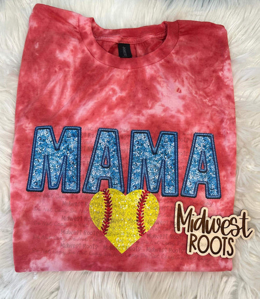 WS Completed Faux Embroidered Custom Tie Dye Softball tops