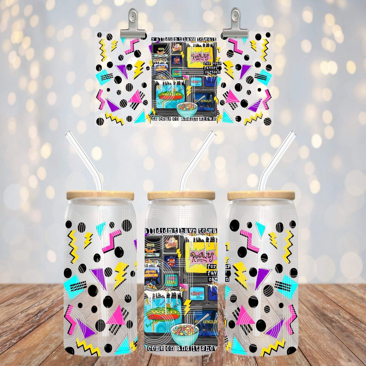 16oz glass can Yall Didnt Have To Wait For Your Favorite Cartoon To Come On And It Shows Sub Print