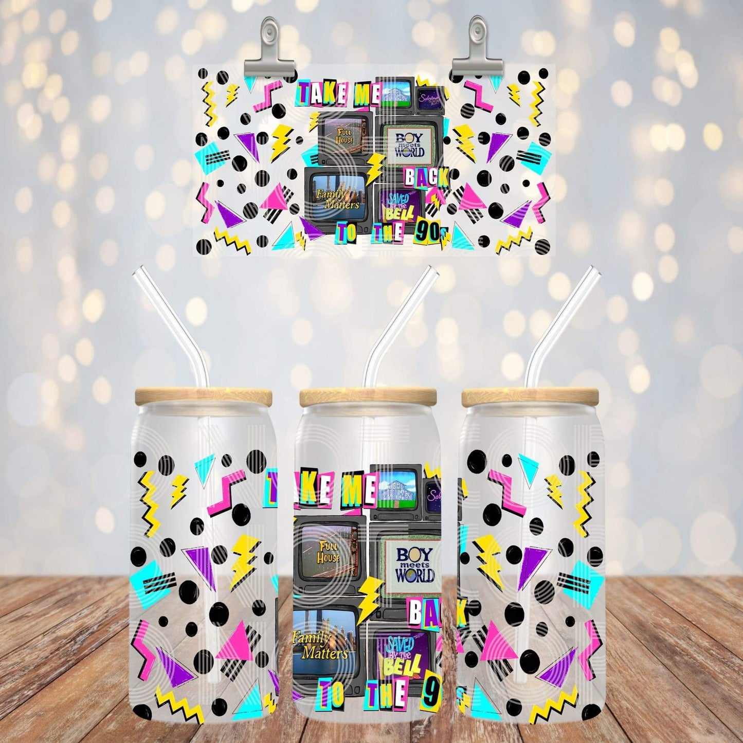 16oz glass can Take Me Back To The 90s Sub Print