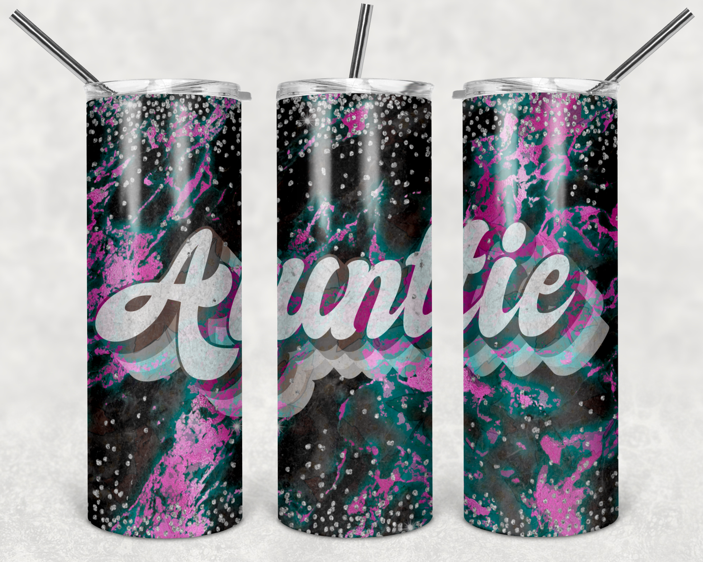 Auntie Pink & Black Tumbler Sublimation Print