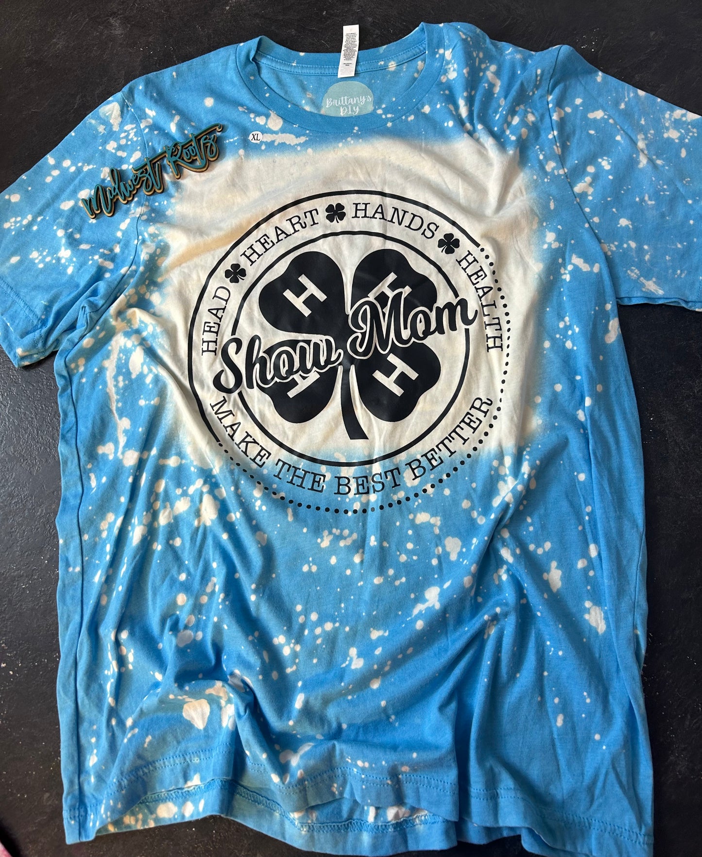 RTS 4H Show Mom Bleached Top in Aqua