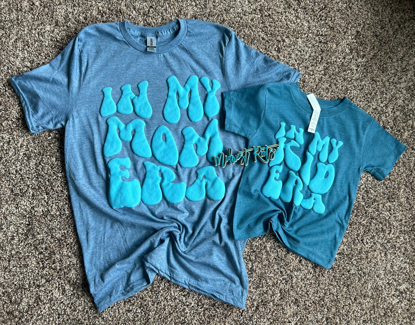 Kids In My Kid Era Blue Puff Printed Top