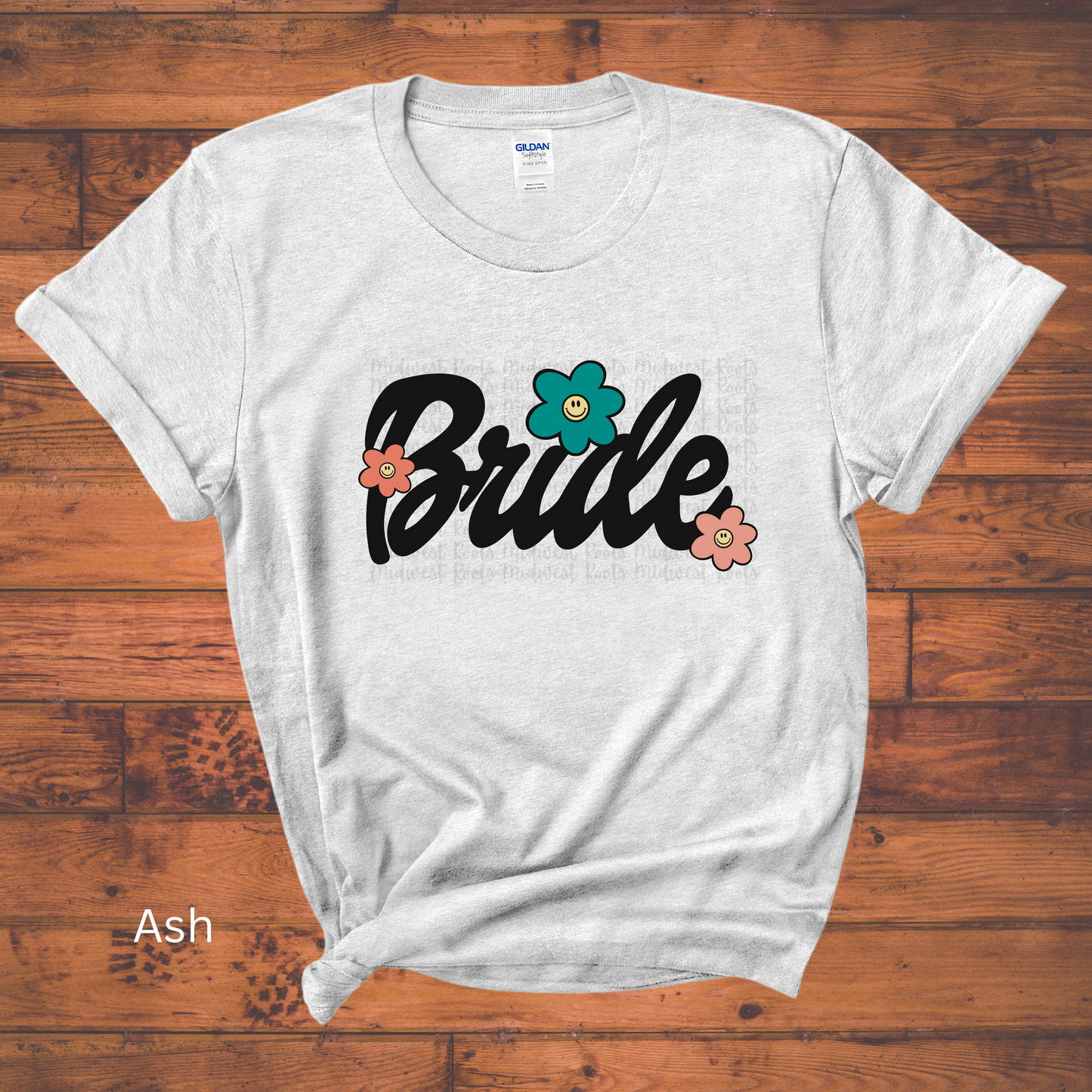 Bride in Black Text Retro Flowers Top