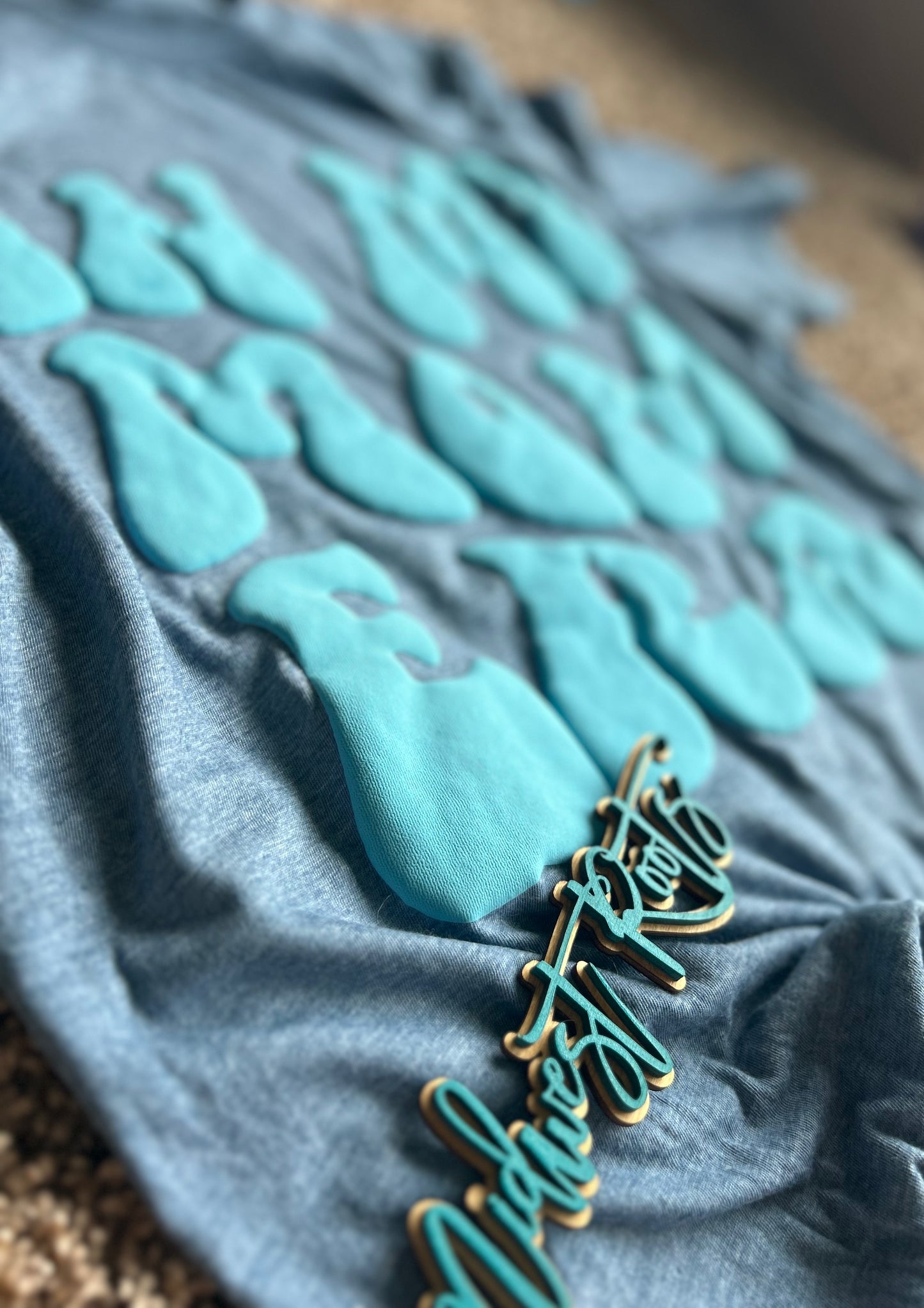 In My Mom Era Blue Puff Printed Top