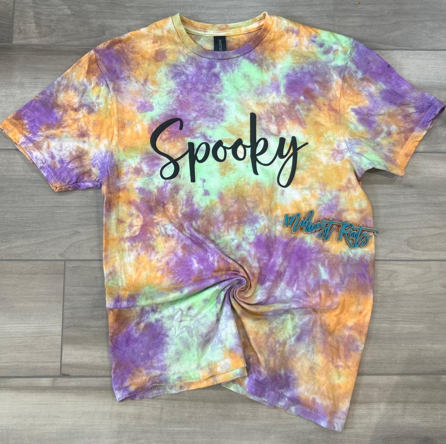 RTS Spooky Puff Printed Top in Orange, Purple, and Green Top