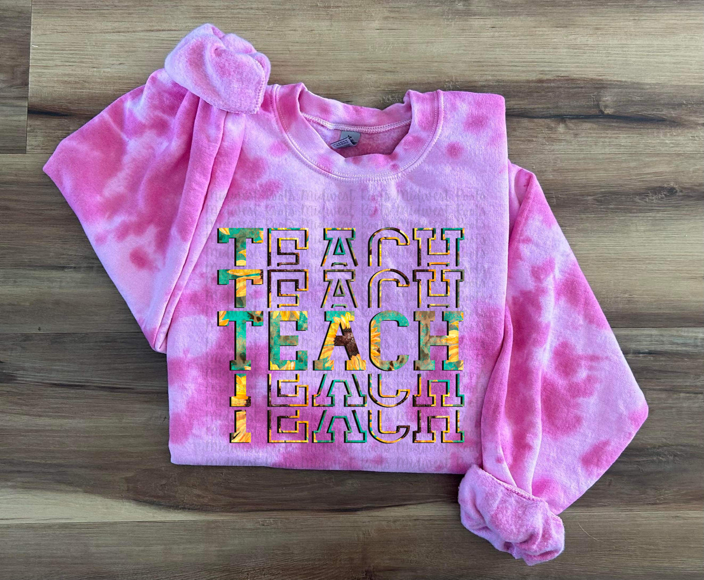 Teach Stacked Sunflower Sublimation Print