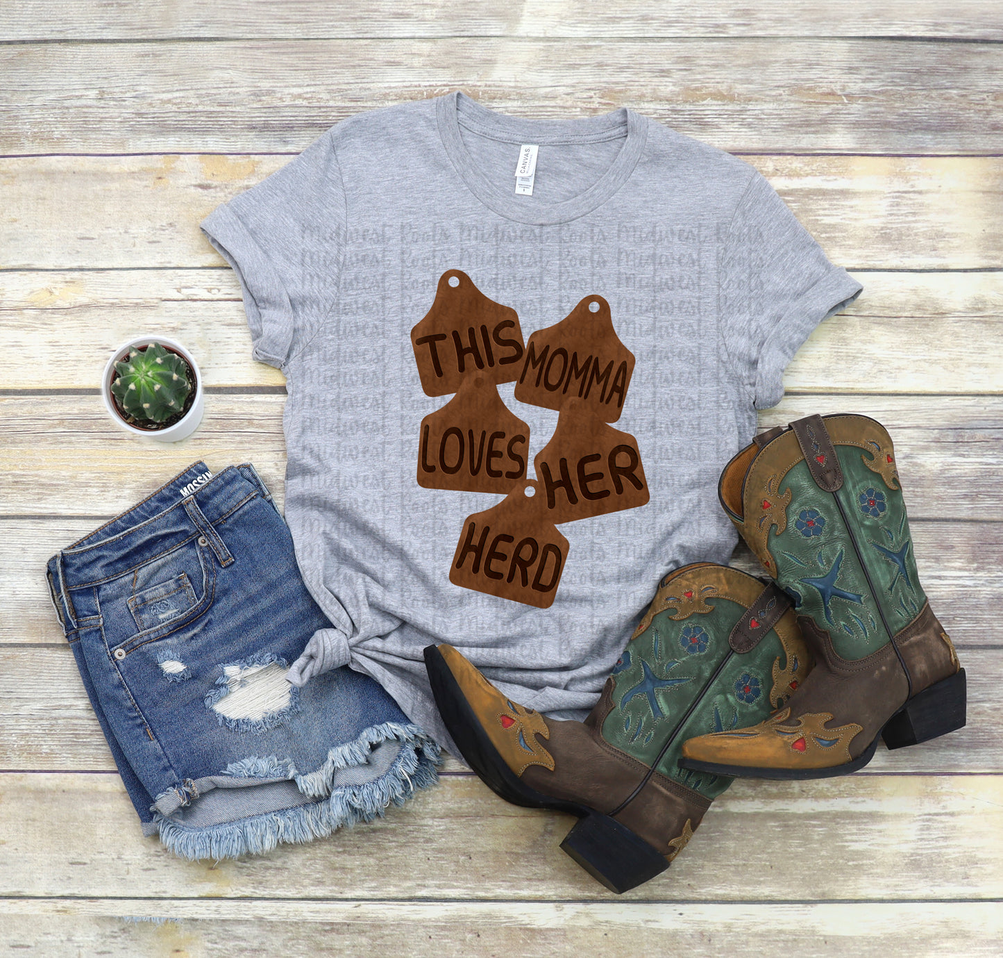 This Mama Loves Her Herd Ear Tags Sublimation Print