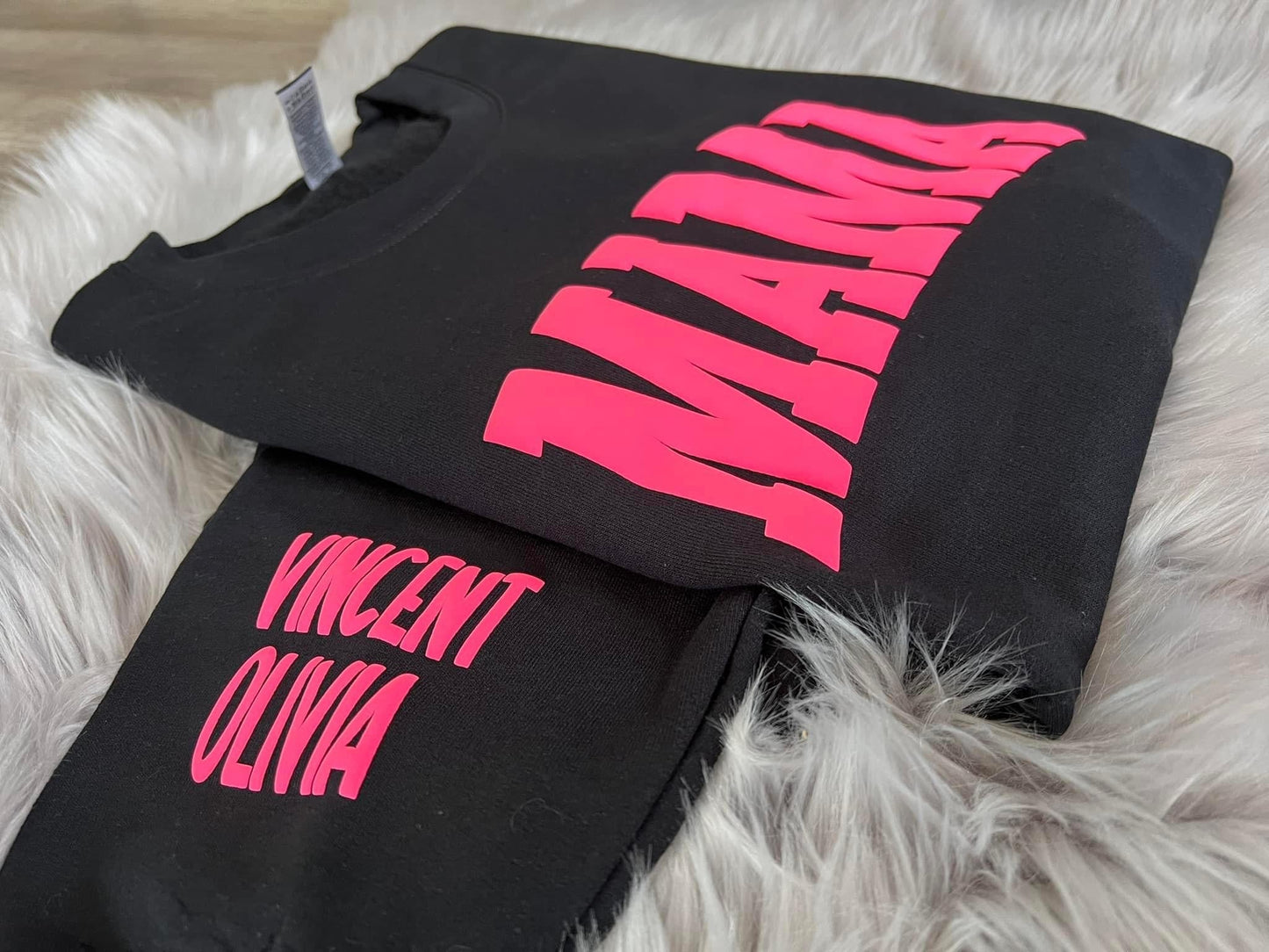 Pink Mama Puff Print WITHOUT kids names Top