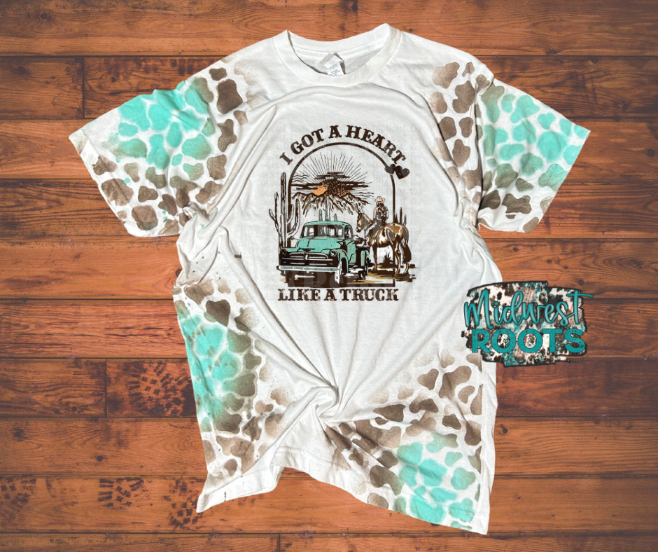 Heart Like a Truck Teal Cow Print Top