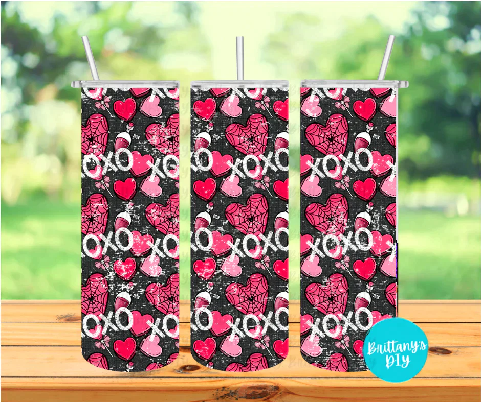 XOXO Hearts Tumbler Sublimation Print