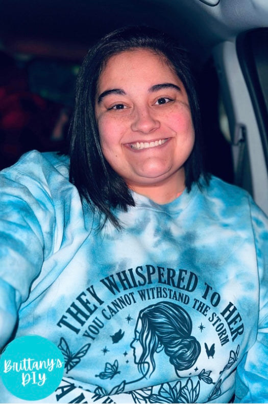 I Am the Storm Crewneck Sweatshirt in Teal Tie Dye