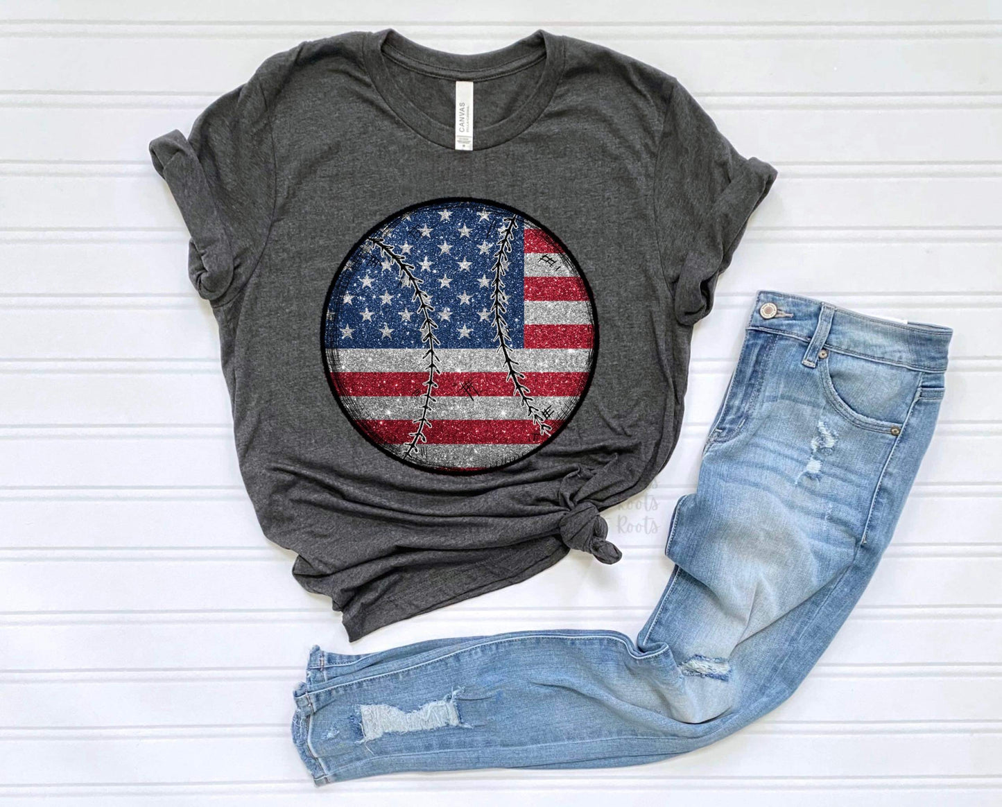 Glitter Baseball Flag Top