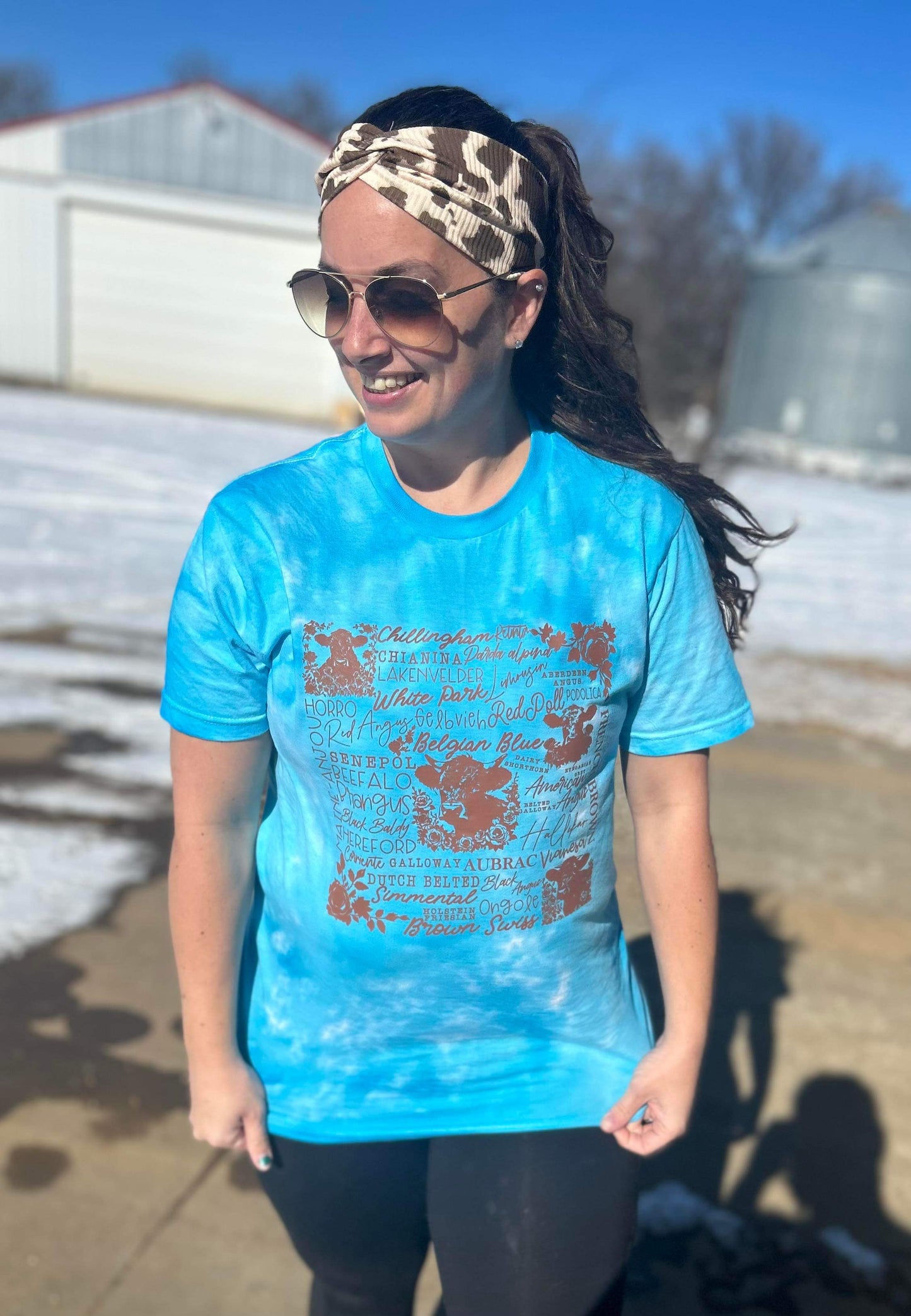 Cow Obsessed Tie Dye Top in Blue