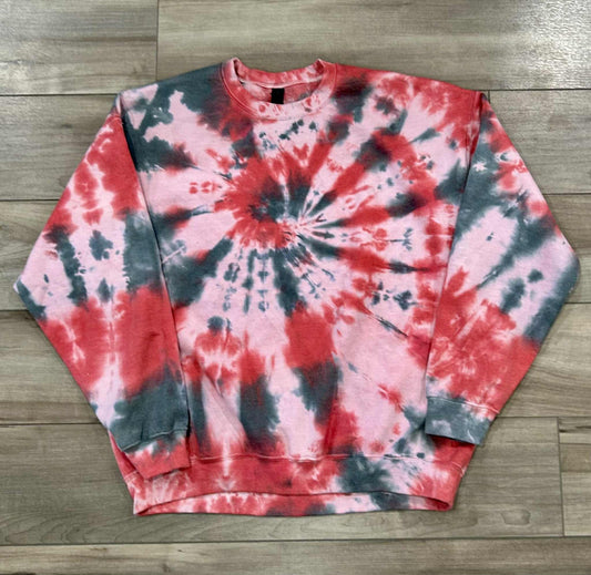 RTS Blank Red and Green Spiral Tie Dye Sweatshirt