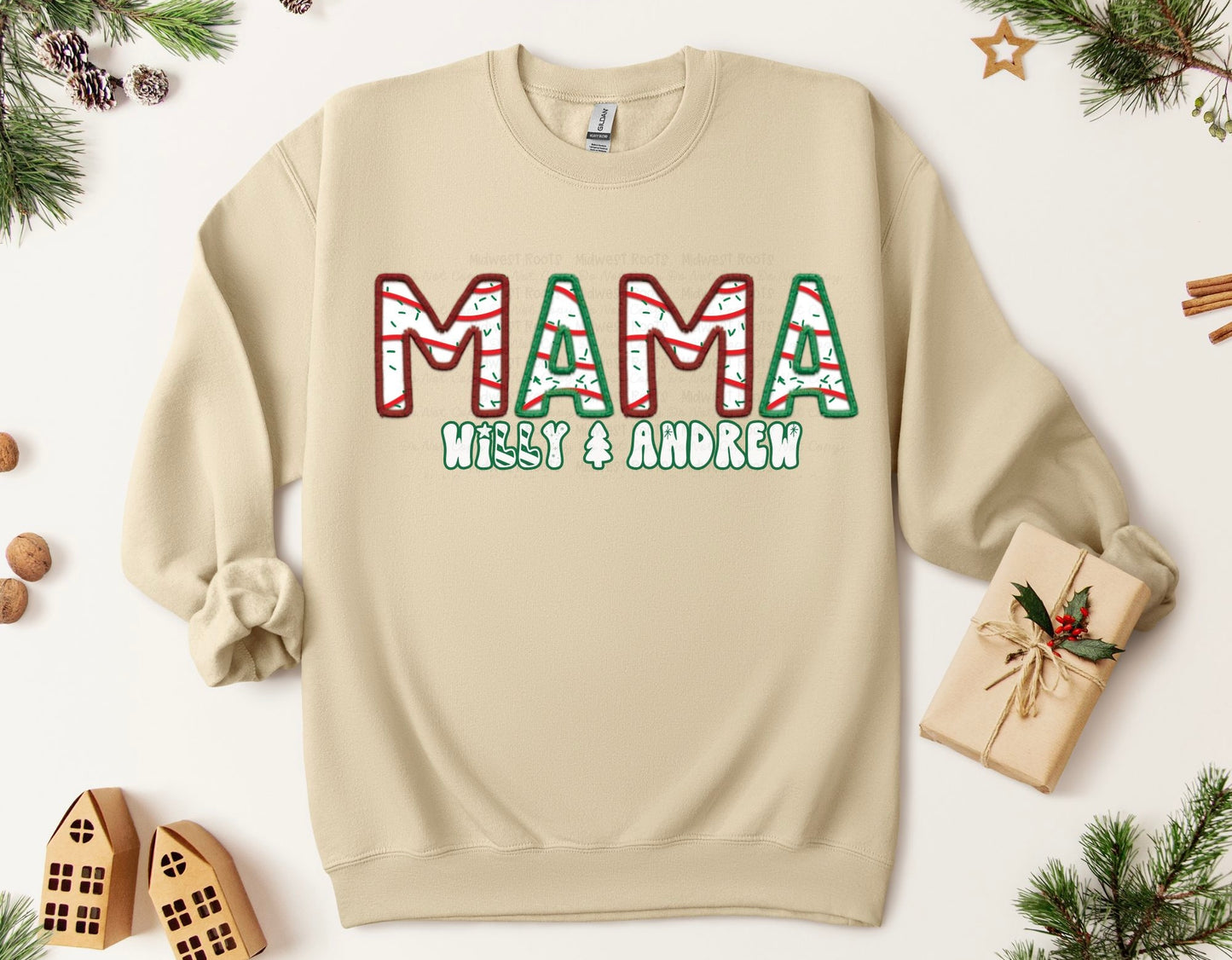 Christmas Cake Custom Mama Sweatshirt Top