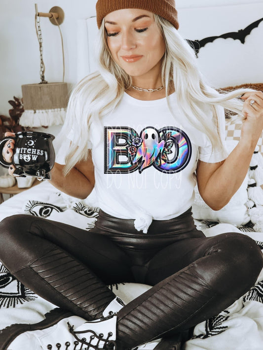 DTF Print - Boo Faux Holographic