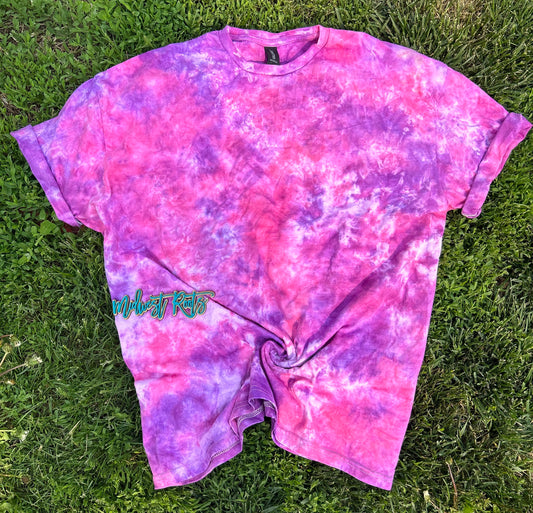 Blank Tie Dye Top in Pink & Purple