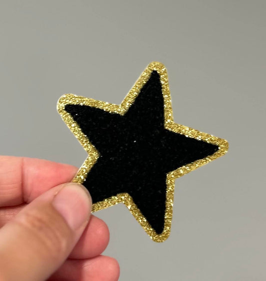 Black Star w/Gold Outline Hat Patch