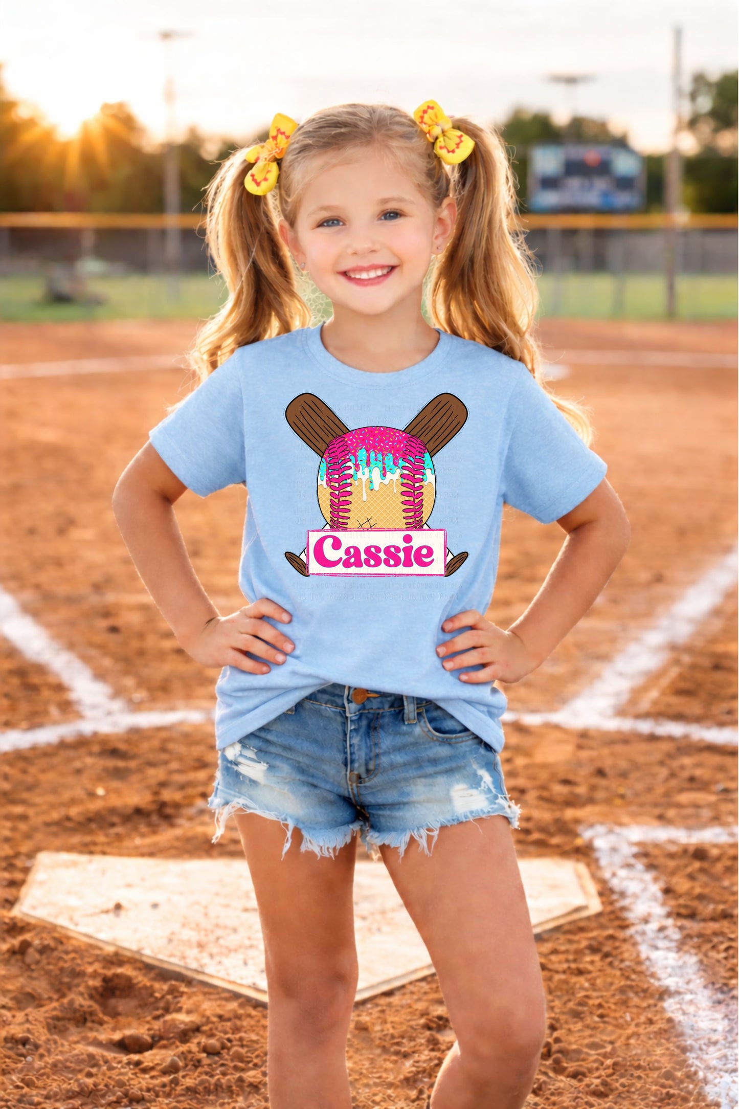 Pink Drip Ball Name Plate Kids Top
