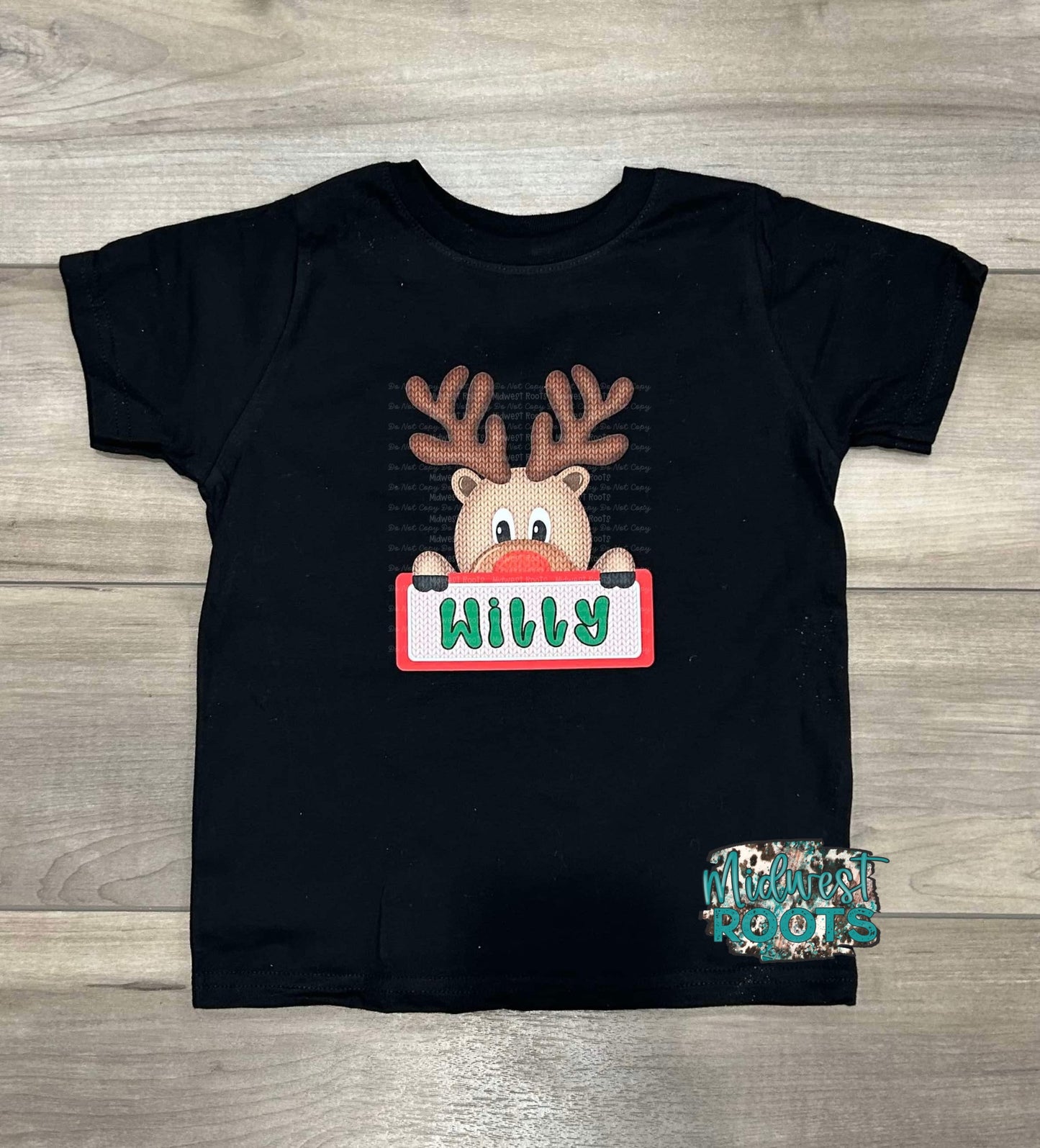 Kids Custom Reindeer Name Top